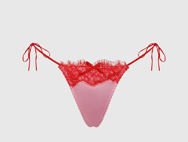 Hollywood Rising Star Liquid Satin & Lace Tie Side Thong