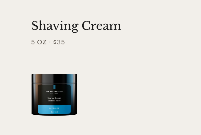 Product image of Lavender Shaving Cream with price listed at $35.