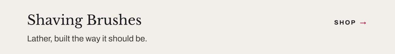 Product category featuring Shaving Brushes with text reading, 
