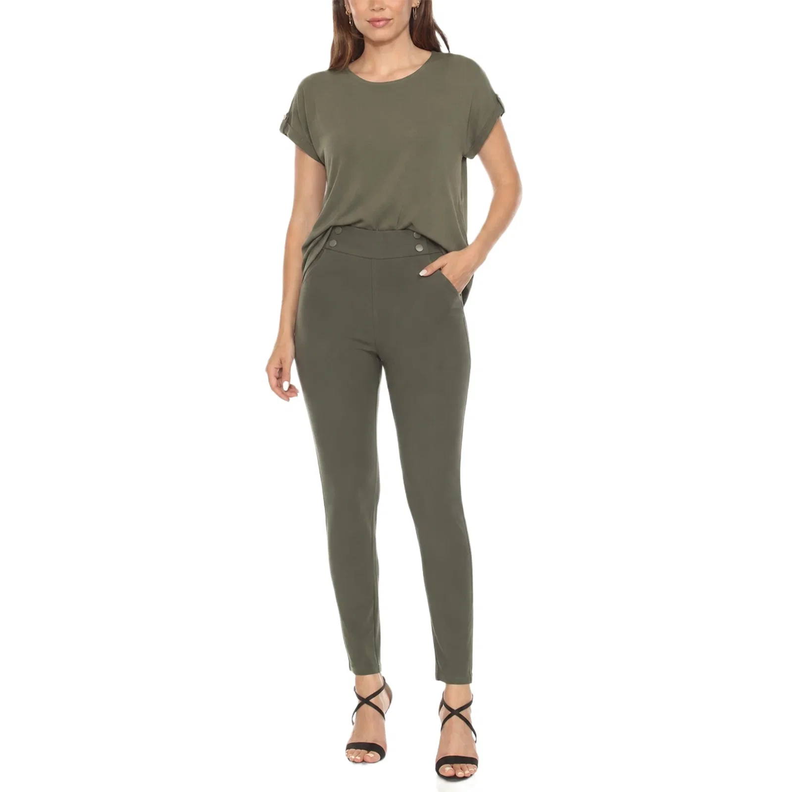 Image of Women's Dolman Top and Scuba Pants Set - Olive