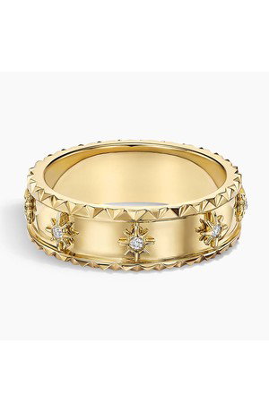 14K Yellow Gold Sol Starburst Diamond Ring