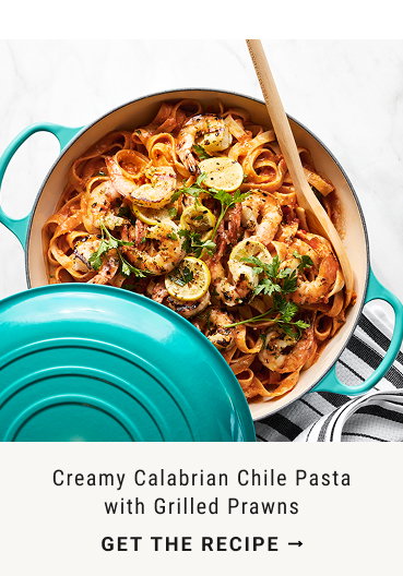 Creamy Calabrian Chile Pasta with Grilled Prawns - GET THE RECIPE