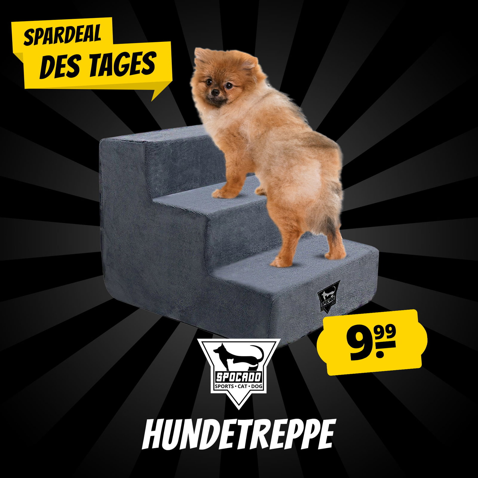 SPOCADO "Albion" Hundetreppe mit Plüschbezug 3-stufig grau