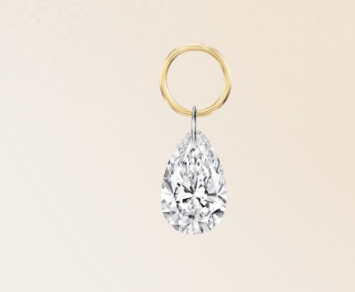 XL Pear Pierced Diamond Charm for Huggies