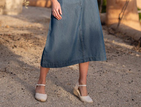 Ladies Tencel Denim Maxi Skirt