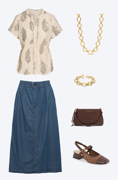 Shop the Look - Tencel Denim Maxi Skirt