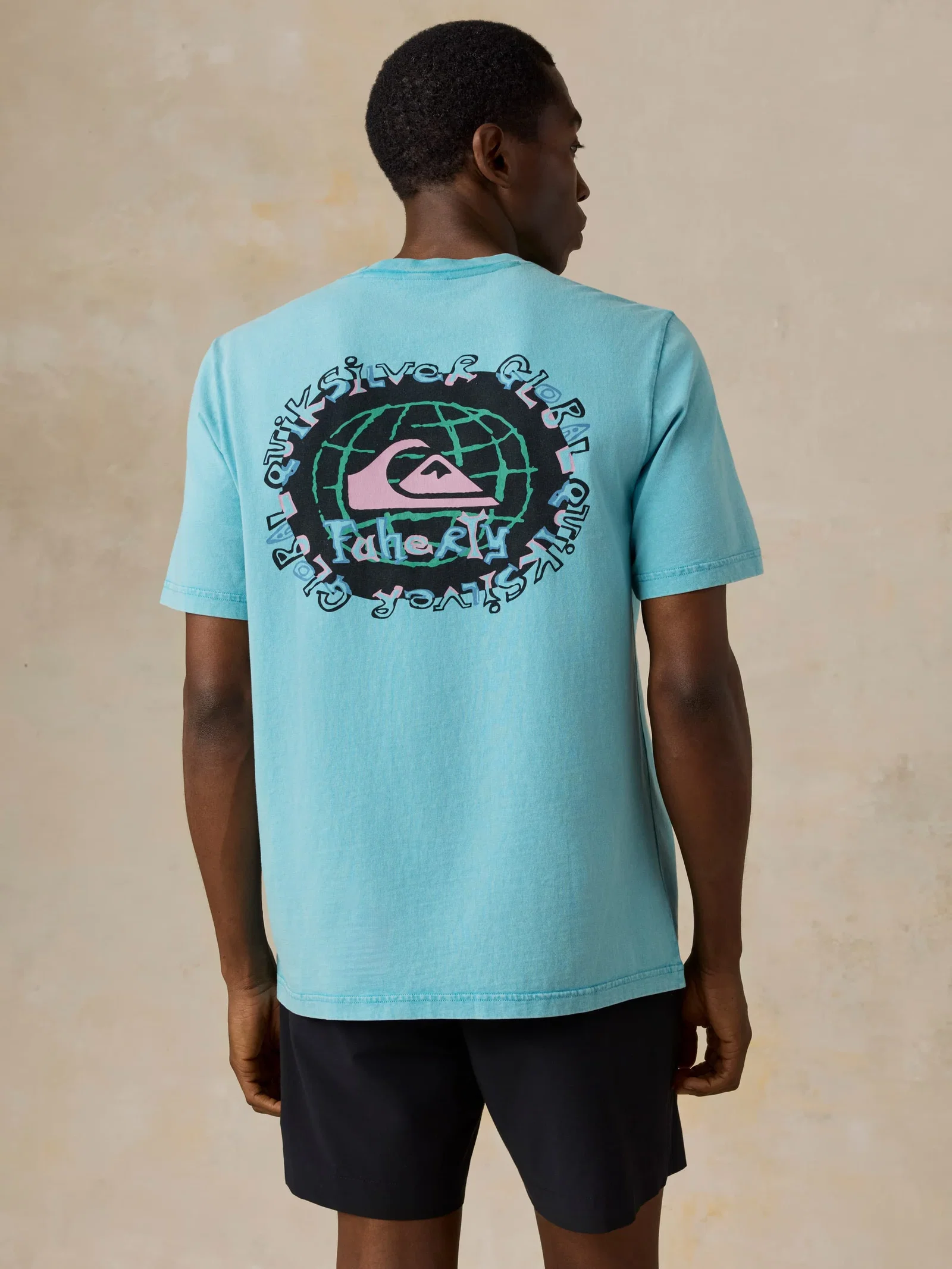 Image of FAHERTY X QUIKSILVER HEAVY WASH TEE - TEAL TROPICS