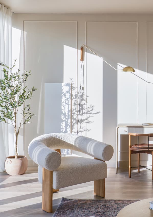 Living room featuring warm beige paint color Beigeing