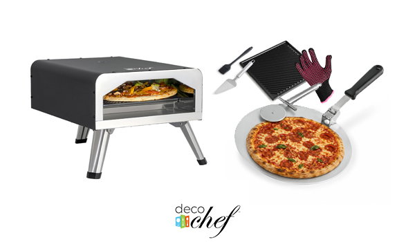 Electric Pizza Oven with 12" 2-in-1 Pizza Stone and Grill, 13" Double Wall Oven