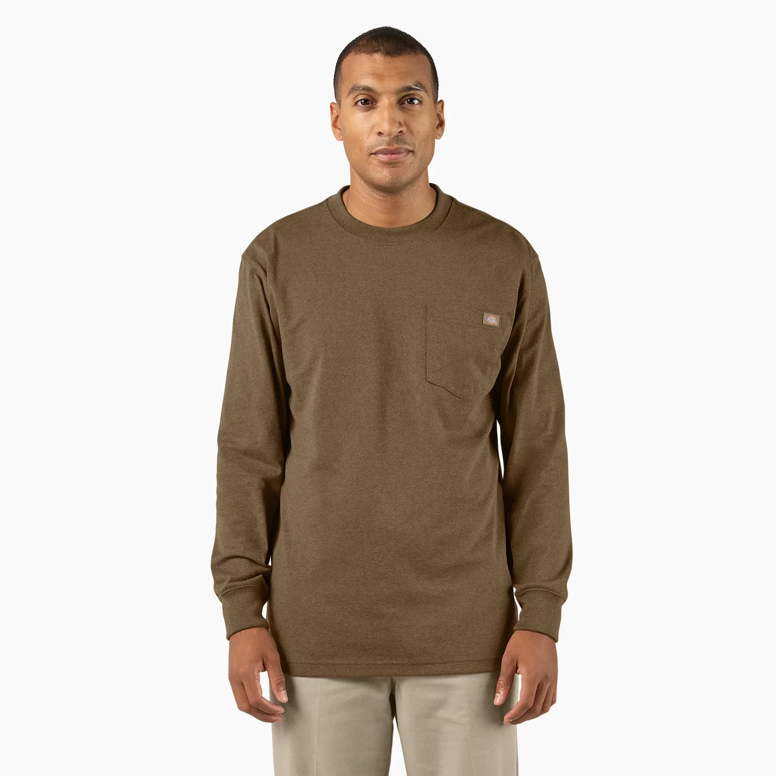 Image of Heavyweight Heathered Long Sleeve Pocket T-Shirt
