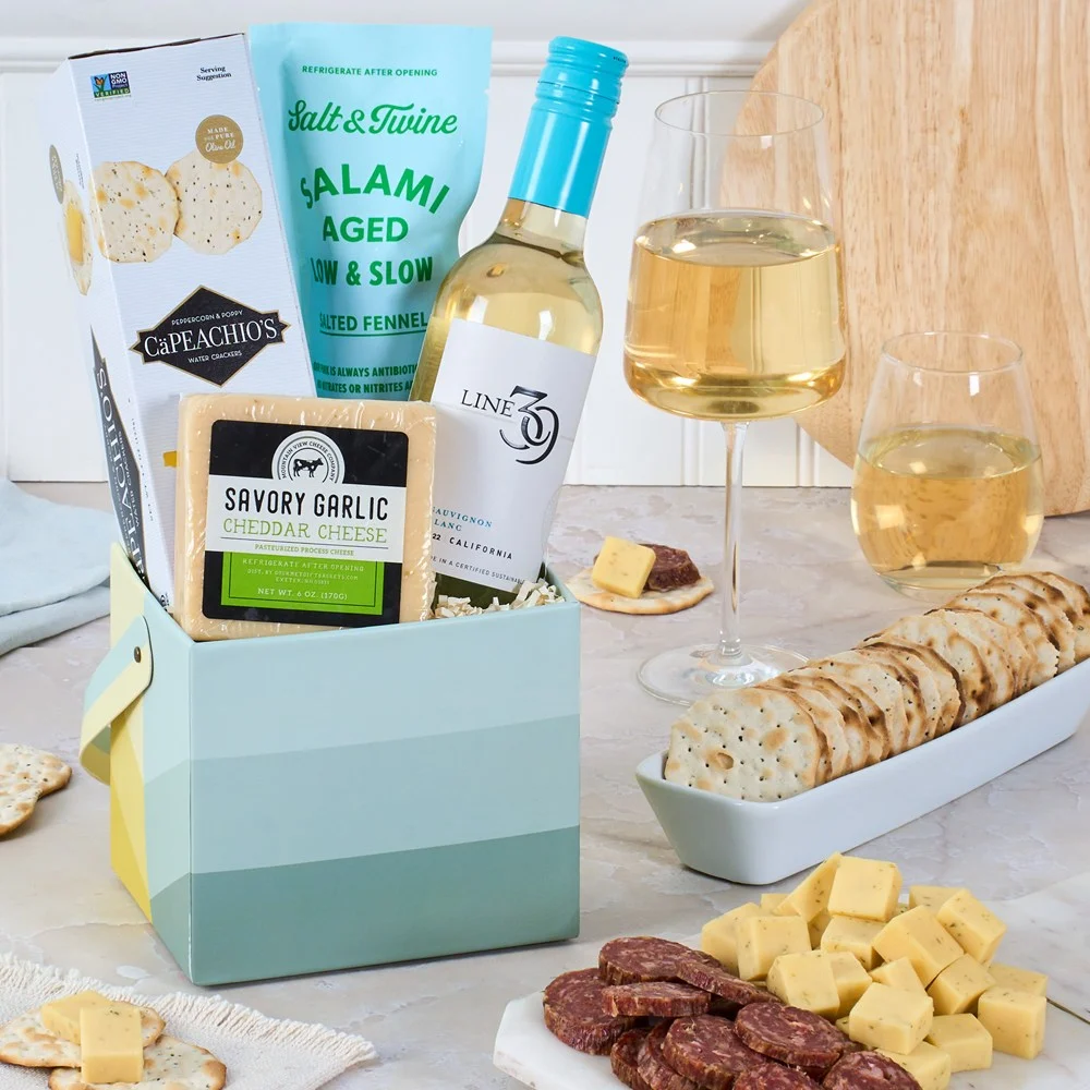 Wine and Snacks Gift Basket
