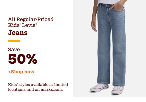 All Regular-Priced Kids' Levis Jeans Save 50%