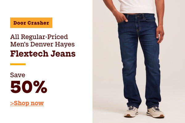 Door Crasher All Regular-Priced Men's Denver Hayes Flextech Jeans Save 50%