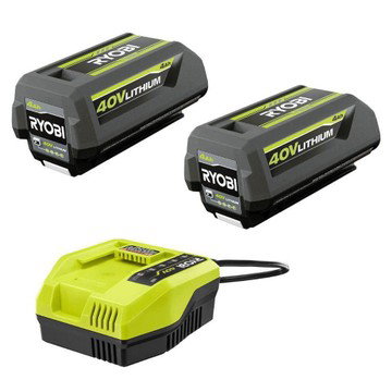 RYOBI 40V Lithium-Ion (2) 4.0 Ah Battery/4A Fast Charger Starter Kit