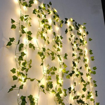 16.4 Ft Artificial Ivy Vines with Fairy Lights – Battery-Operated 50-LED