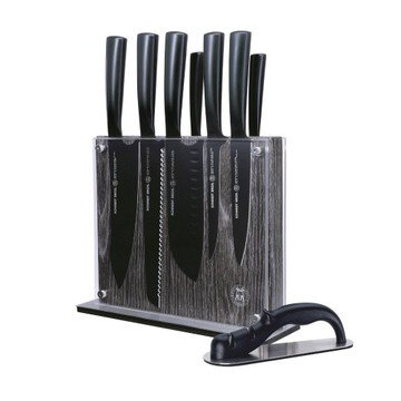 Schmidt Brothers Cutlery 9pc Jet Black Series Knife Block Set: Stainless St