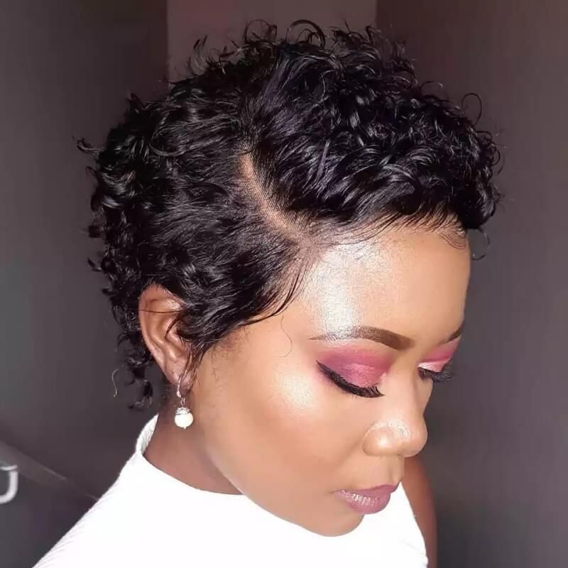 Pixie Cut Wig Short Bob Wigs with Side Part Lace Front Human Hair Wigs