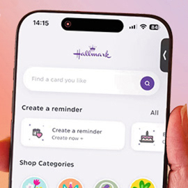 Hallmark Cards Now app interface.