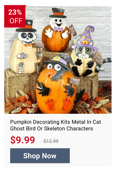 Pumpkin Decorating Kits Metal In Cat Ghost Bird Or Skeleton Characters