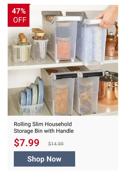 Rolling Slim Household Storage Bin with Handle