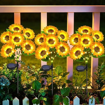 6 Sunflowers Solar Sunflower Lights Outdoor Garden Decor