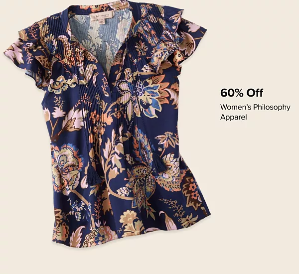 60% off womens Philosophy Apparel. A floral pattered shirt.