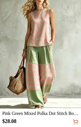 Pink Green Mixed Polka Dot Stitch...