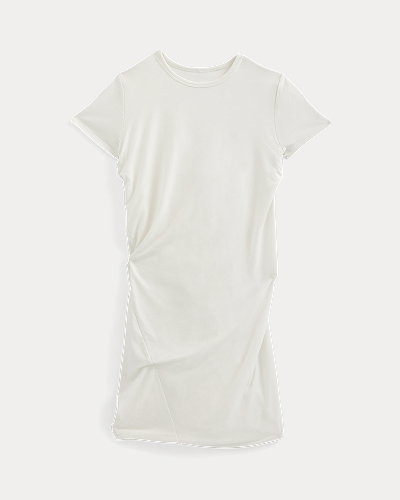 Image | Twisted Short-Sleeve Crew Dress | White
