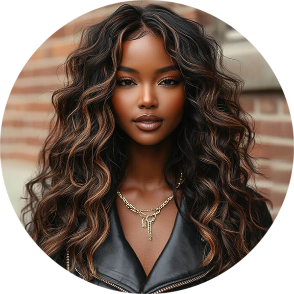 Wear and Go Wigs Golden Caramel Highlight Beach Wave Human Hair Wigs