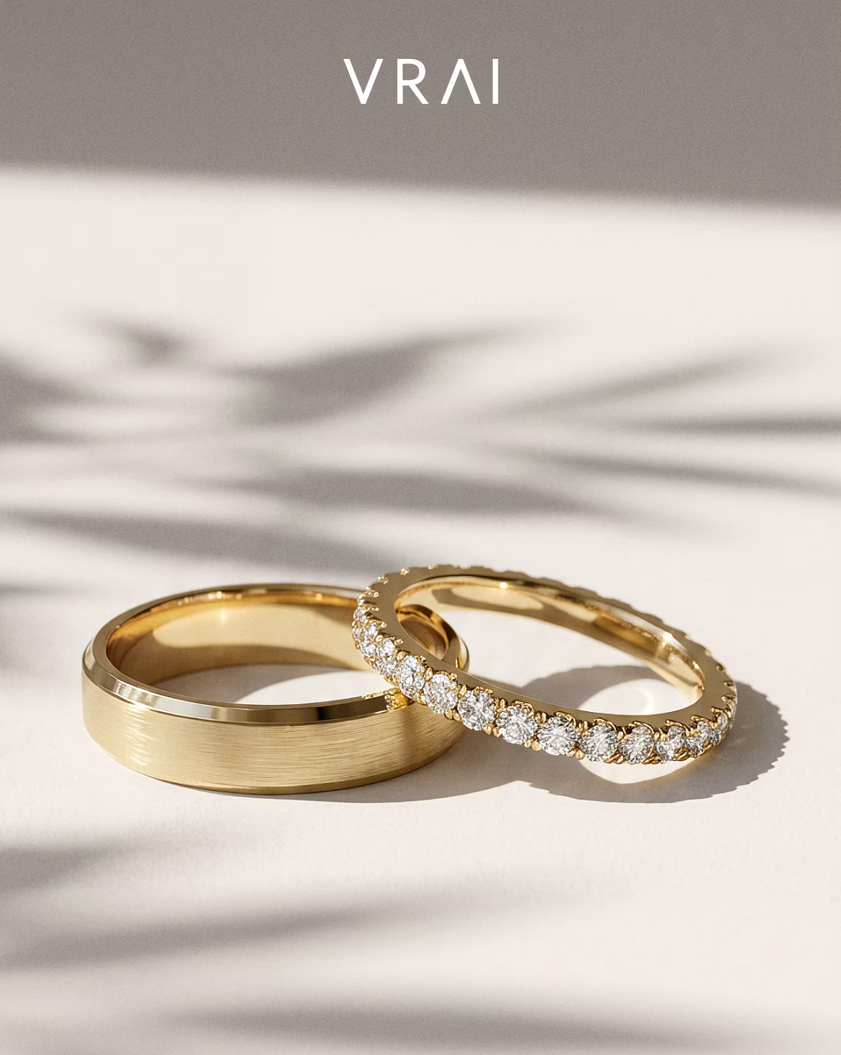 Couples’ rings with VRAI created diamonds