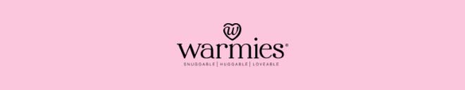 Warmies logo on pink. Shop Warmies.