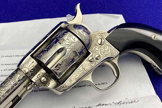 1901 Colt Saa 45colt 4.75" Burt Sinclair Hand Master Engraved Indian Head