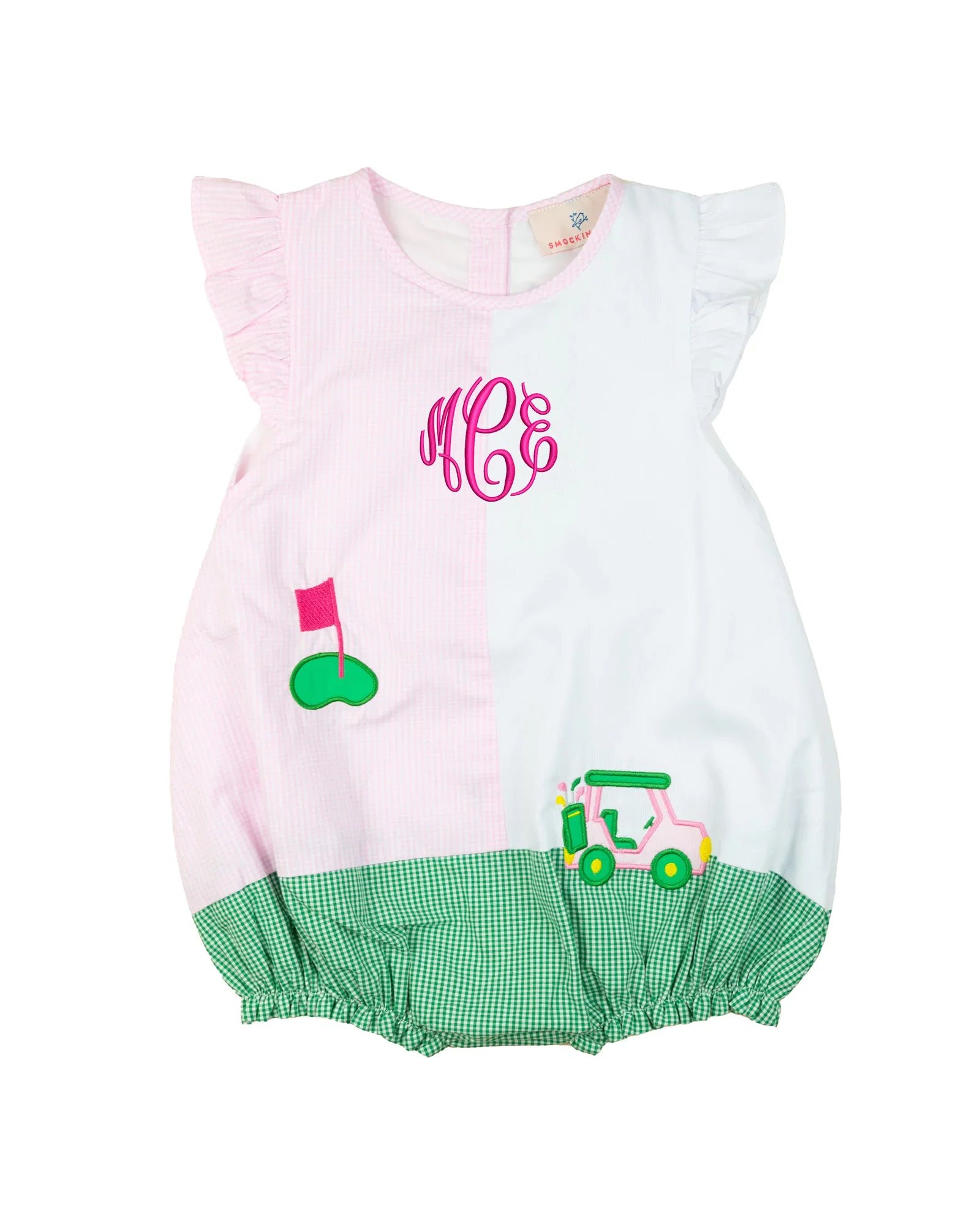 Image of Golf Cart Applique Ruffle Sleeve Bubble- FINAL SALE
