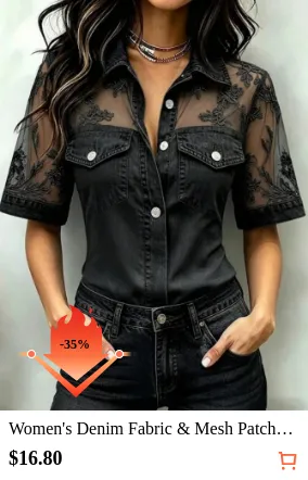 Women s Denim Fabric & Mesh...