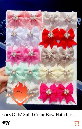 6pcs Girls Solid Color Bow...