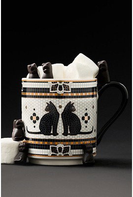 Bistro Tile Stoneware 24k Gold Accent Halloween Mug