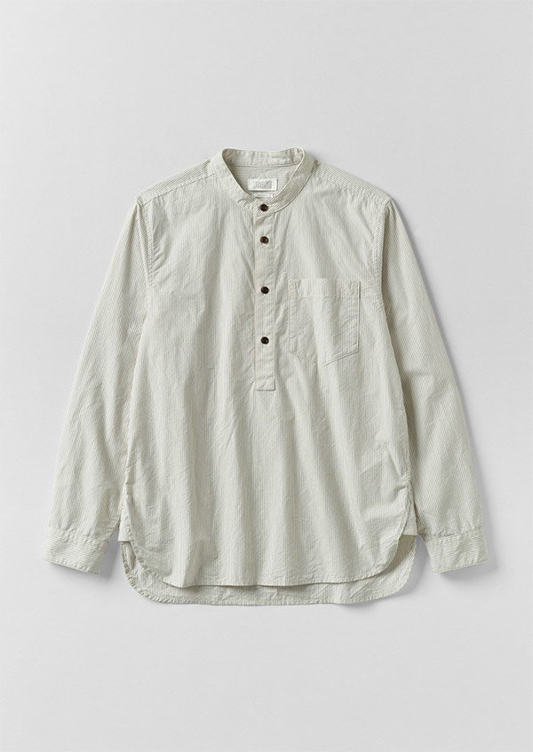 Grandad Collar Stripe Pullover Shirt