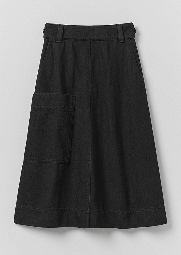 Washed Black Denim Skirt