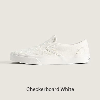 White Classic Slip-On Checkerboard Shoe