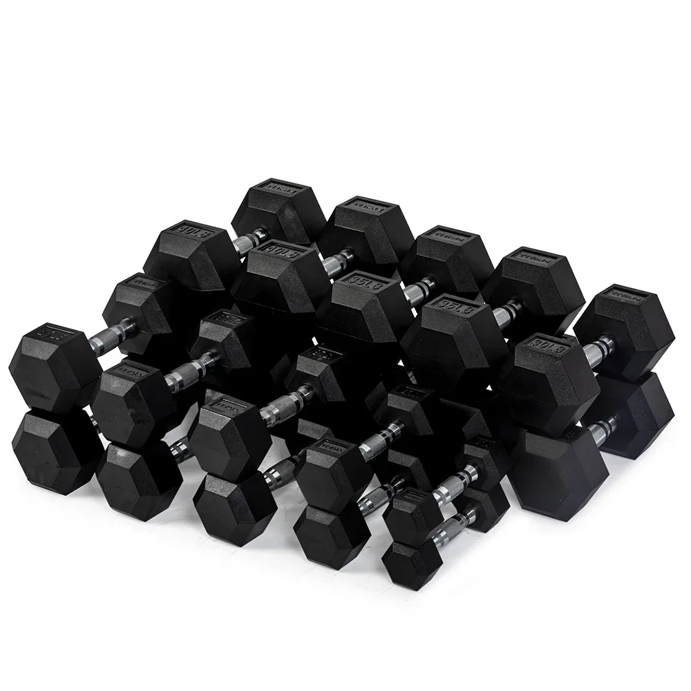 Image of 5 LB - 50 LB Pairs Rubber Hex Dumbbells