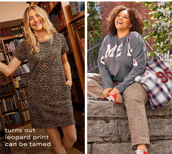 Turns out leopard print can be tamed. Models wearing maurices clothing.
