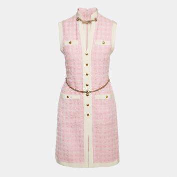 Pink Tweed Sleeveless Sheath D