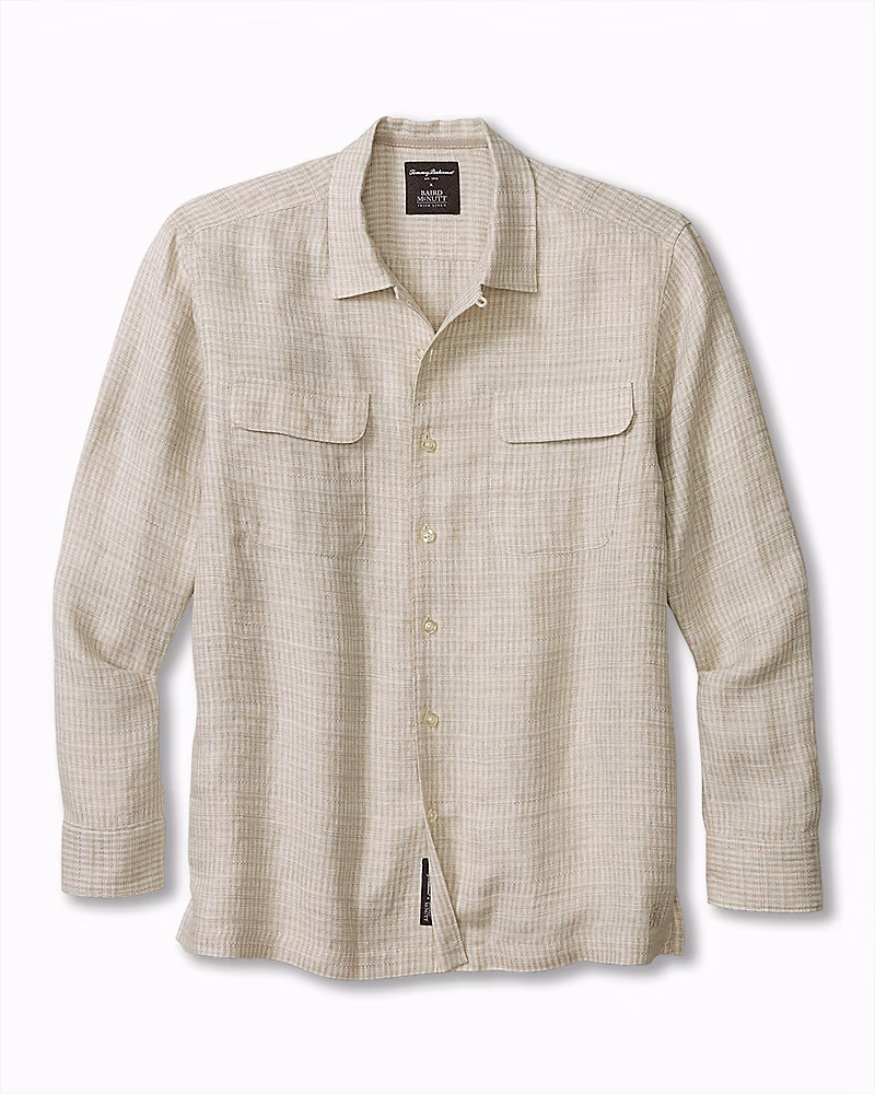 Image of Baird McNutt Plaid Linen Long-Sleeve Shirt