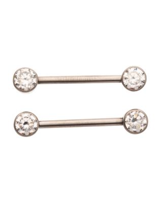 CZ Titanium Circle Nipple Barbells - 14 Gauge