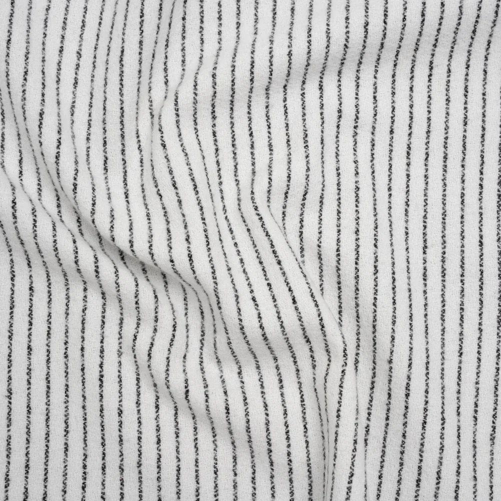 Image of Yarn-Dyed Cotton Flannel - Black on White Chalk Stripes - Deadstock