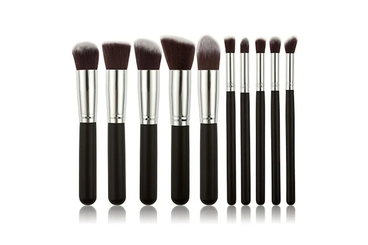 10st Professionella sminkborstar, make up set - Silver