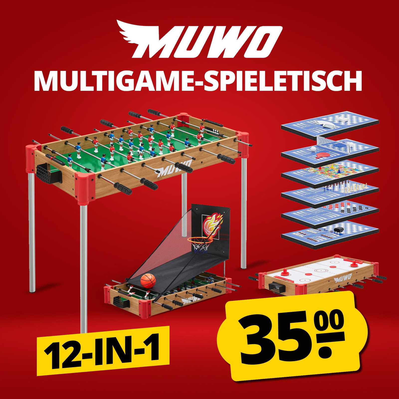 MUWO "Masterplay" 12-in-1 Multigame Spieletisch