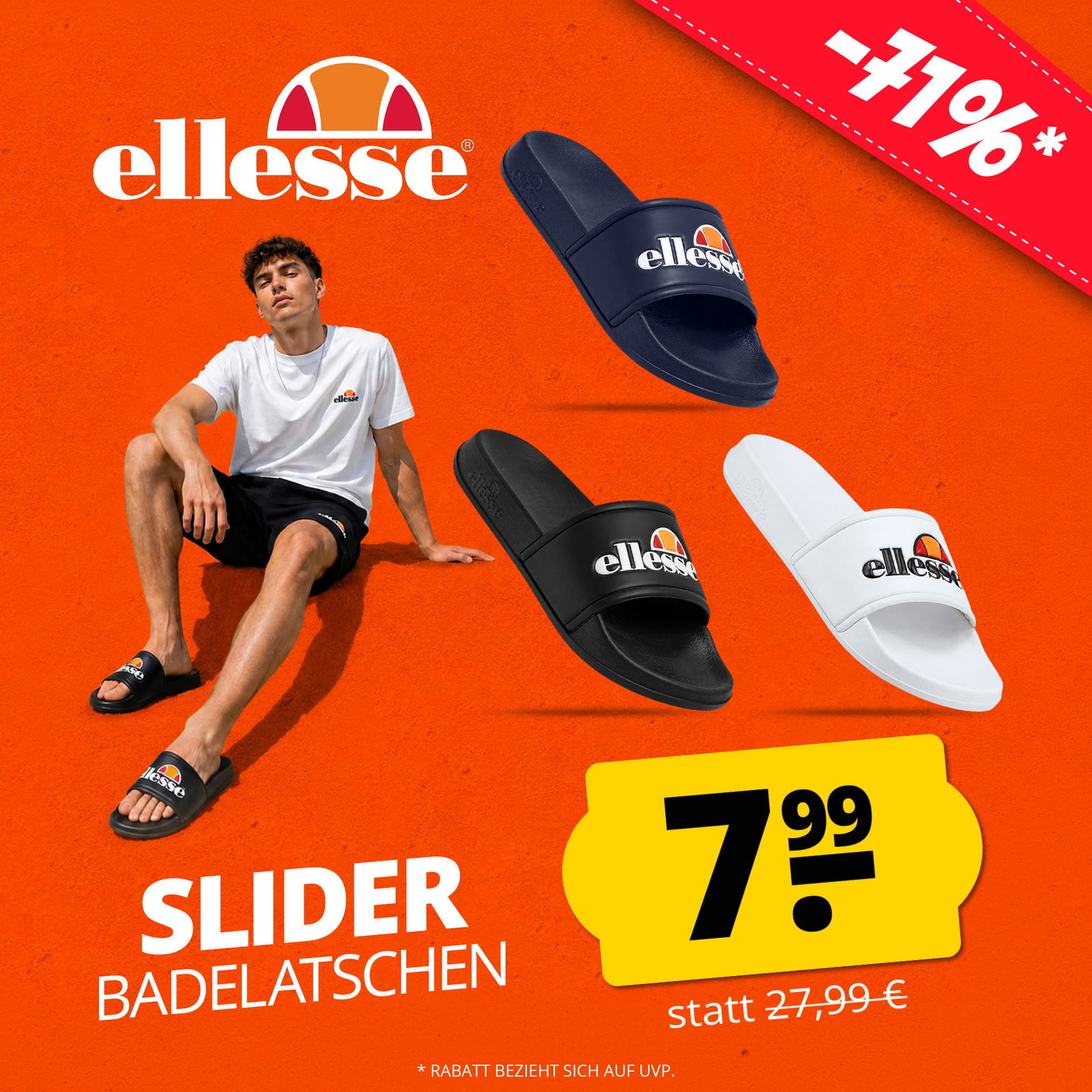 ellesse Slider Herren Badelatschen schwarz
