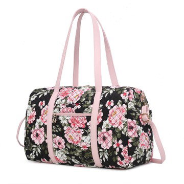 MKF Collection Khelani Quilted Cotton Botanical Pattern Women’s Duffle Bag by Mia K