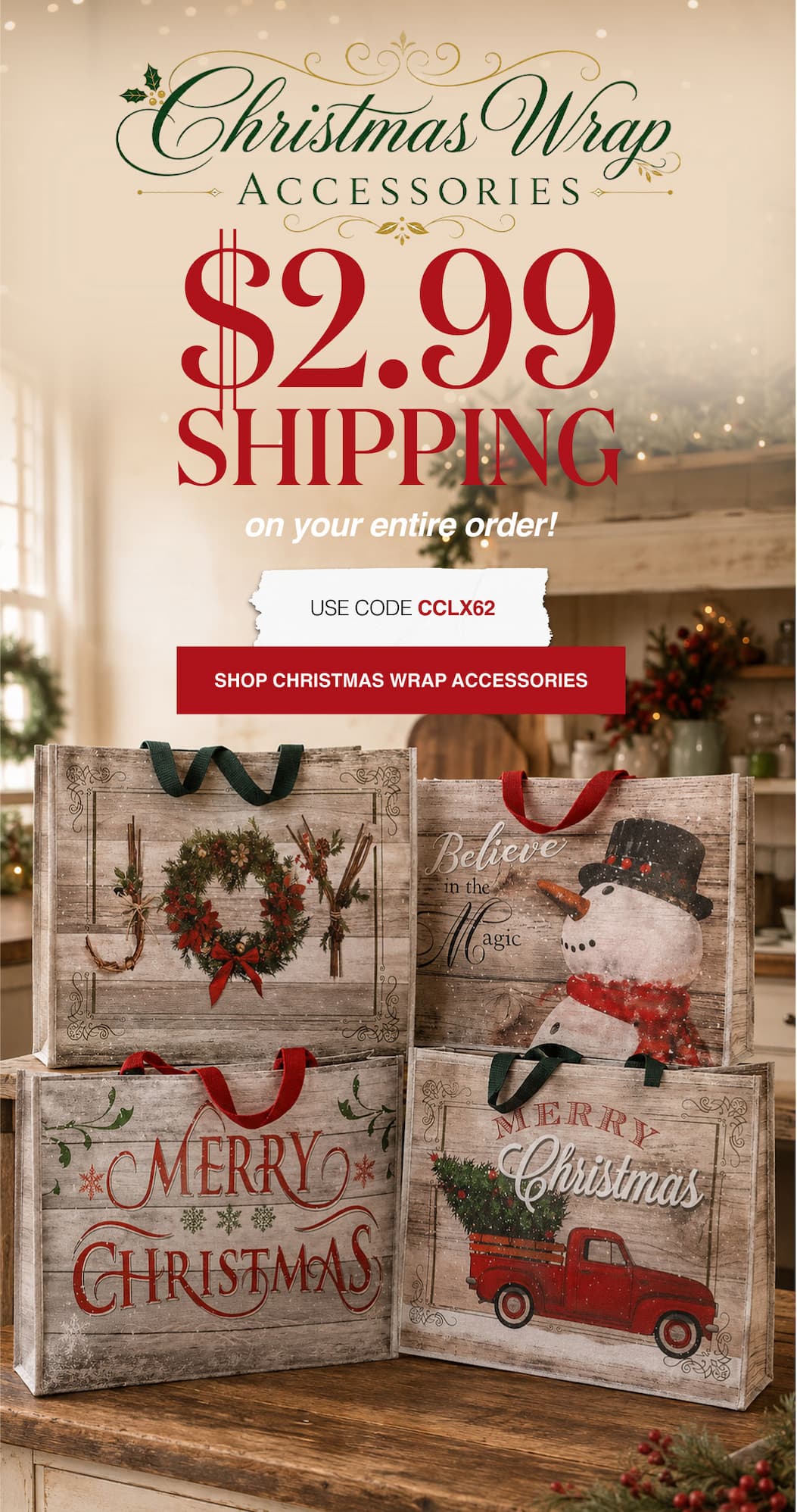 Christmas Wrap Accessories $2.99 Shipping on your entire order!